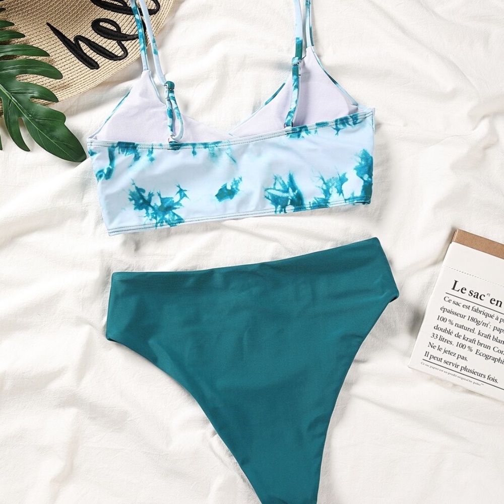 Tie dye bikini set swim high waist Lilac Purple - Picture 5 of 8